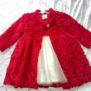 Elegant Red Floral Kids Coat